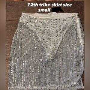 12th Tribe Rhinestone White Skirt